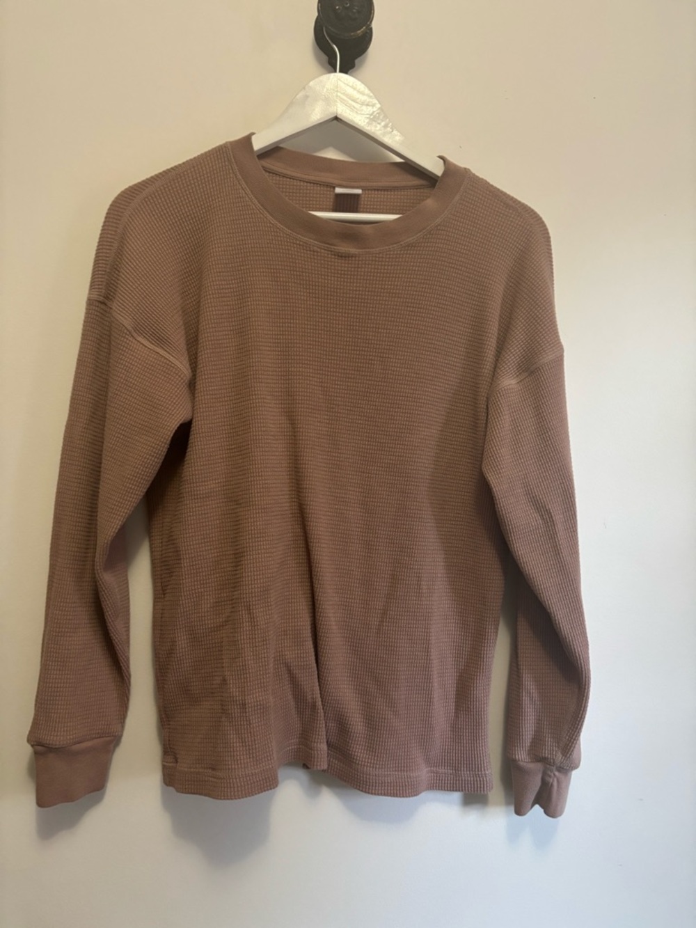 TNA Waffle-Knit Crewneck Top - Mauve